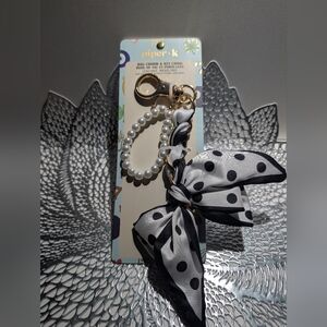Piper K Polka Dot Scarf And Pearl Bag Charm